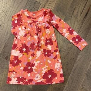 Fall Floral Ruffle Shoulder Dress